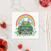 Groene  Vrachtwagen Shamrock Regenboog Naam Servet (Insitu)