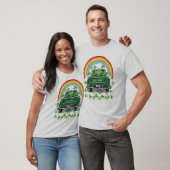 Groene Vrachtwagen Shamrock Regenboog Naam T-shirt (Unisex)