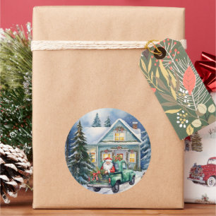  Groene Vrachtwagen Sinterklaas Kerstmis Huis Ronde Sticker