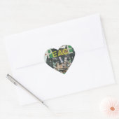 Groene vrede & liefde hart sticker (Envelop)