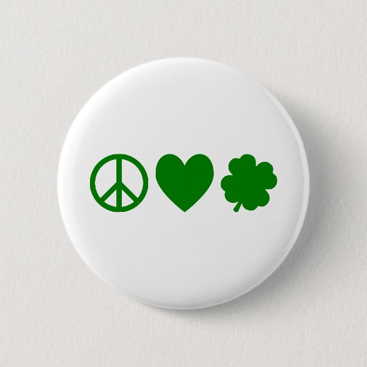 Groene vrede Liefde & Shamrocks Ronde Button 5,7 Cm (Voorkant)