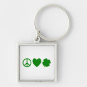Groene vrede Liefde & Shamrocks Sleutelhanger (Voorkant)