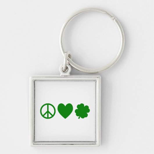 Groene vrede Liefde & Shamrocks Sleutelhanger (Voorkant)