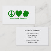 Groene vrede Liefde & Shamrocks Visitekaartje (Voorkant / Achterkant)