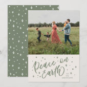 Groene Vrede op Aarde Lettering Christmas Photo Feestdagenkaart (Voorkant / Achterkant)