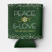 Groene Vrede Vreugde Liefde Kerstmis Moderne Sneeu Blikjeskoeler (Voorkant)
