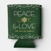 Groene Vrede Vreugde Liefde Kerstmis Moderne Sneeu Blikjeskoeler (Achterkant)