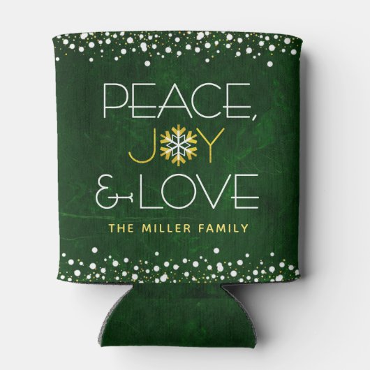 Groene Vrede Vreugde Liefde Kerstmis Moderne Sneeu Blikjeskoeler (Achterkant)