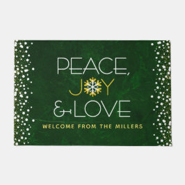 Groene Vrede Vreugde Liefde Kerstmis Moderne Sneeu Deurmat