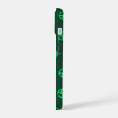Groene Vredesgebarentspatroon met aangepaste tekst iPhone 15 Case (Linkerkant)