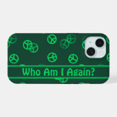 Groene Vredesgebarentspatroon met aangepaste tekst iPhone 15 Case (Achterkant horizontaal)