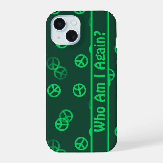 Groene Vredesgebarentspatroon met aangepaste tekst iPhone 15 Case (Achterkant)