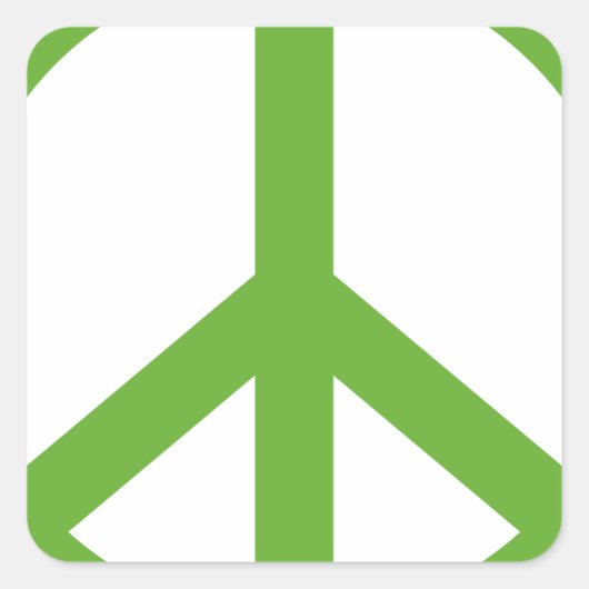 Groene Vredesteken Symbool Vierkante Sticker (Voorkant)