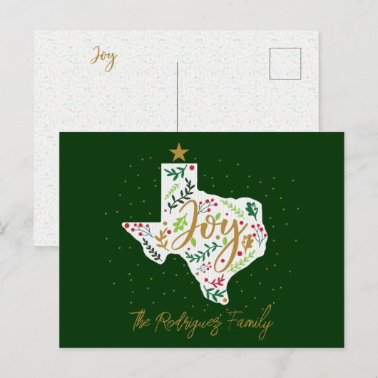 Groene Vreugde Vakantie Verlaat Texas Vorm Briefkaart (Voorkant / Achterkant)