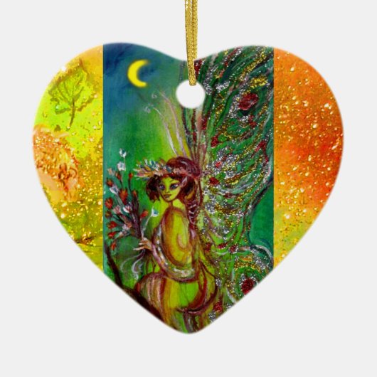 GROENE VRIJHEID/BUTTERFLY PLANT, FLORAL GOLD SPARK KERAMISCH ORNAMENT (Voorkant)