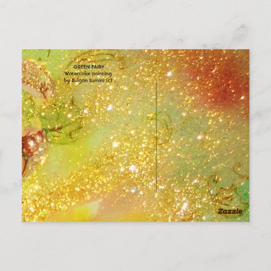 GROENE VRIJHEID EN GOUDE FLORALE SPARKIJEN KRIJGEN BRIEFKAART (Achterkant)