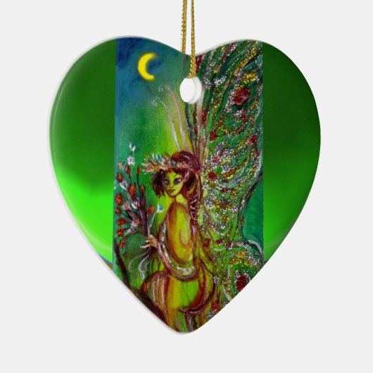 GROENE VRIJHEID IN DE MOONLIGHT Emerald Gemstone Keramisch Ornament (Rechts)