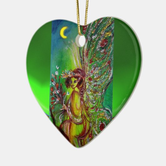 GROENE VRIJHEID IN DE MOONLIGHT Emerald Gemstone Keramisch Ornament (Links)