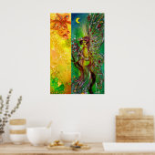 GROENE VRIJHEID MET GOUDE VLOERINGEN IN MOONLIGHT POSTER (Keuken)