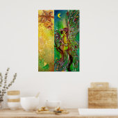 GROENE VRIJHEID MET GOUDE VLOERINGEN IN MOONLIGHT POSTER (Keuken)