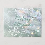 Groene vrolijk kerst sneeuwvlokken briefkaart (Achterkant)