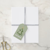 Groene vrolijk kerstboom cadeaulabel (Met Touw)