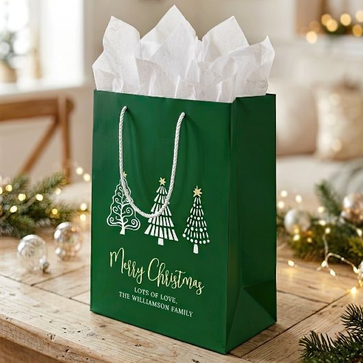 Groene vrolijk kerstfeest 3 Boom Script Naam Whims Medium Cadeauzakje