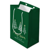 Groene vrolijk kerstfeest 3 Boom Script Naam Whims Medium Cadeauzakje (Voorkant Gekanteld)