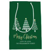 Groene vrolijk kerstfeest 3 Boom Script Naam Whims Medium Cadeauzakje (Voorkant)