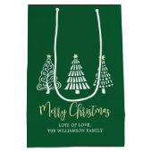 Groene vrolijk kerstfeest 3 Boom Script Naam Whims Medium Cadeauzakje (Achterkant)