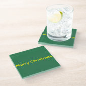 Groene vrolijk kerstfeest glazen onderzetter (Schuin)
