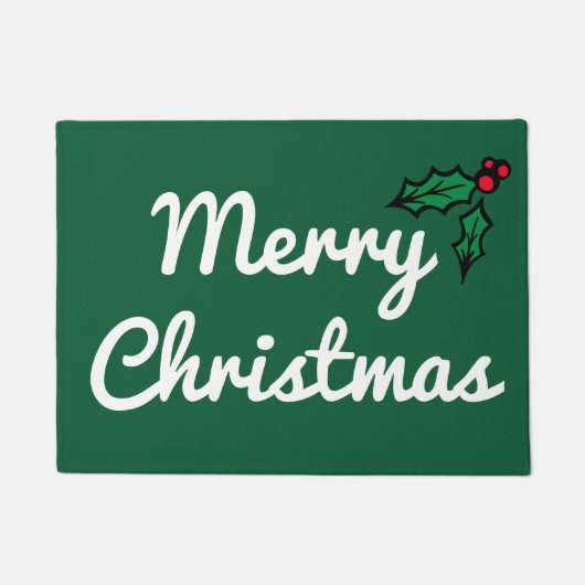 Groene vrolijk kerstfeest hulst deurmat vloerkleed (Voorkant)