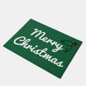 Groene vrolijk kerstfeest hulst deurmat vloerkleed (Schuin)