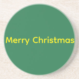 Groene vrolijk kerstfeest zandsteen onderzetter