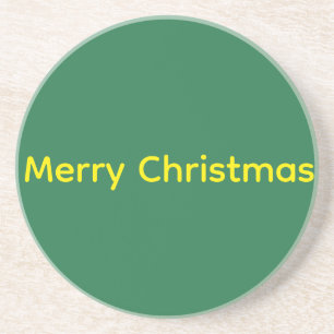 Groene vrolijk kerstfeest zandsteen onderzetter