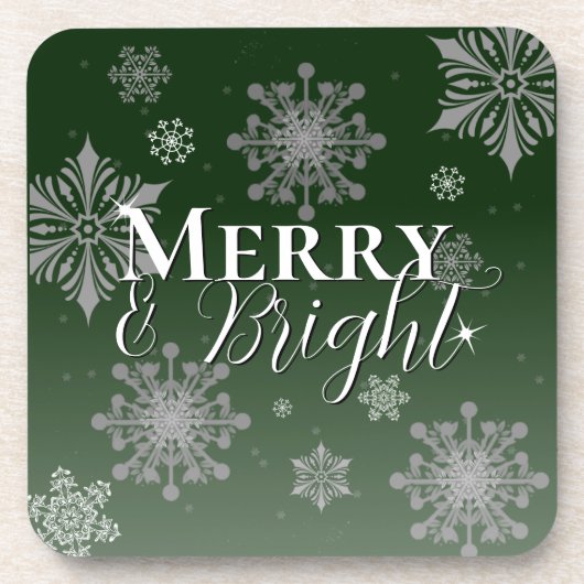 Groene vrolijke en heldere sneeuwvlokken Kerstmis Bier Onderzetter (Voorkant)