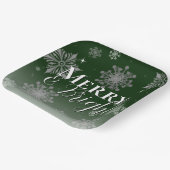 Groene vrolijke en heldere sneeuwvlokken Kerstmis Papieren Bordje (Gebogen)