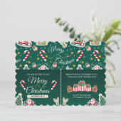 Groene vrolijke kerst HO! HO! Aangepaste uitnodigi Kaart (Staand voorkant)