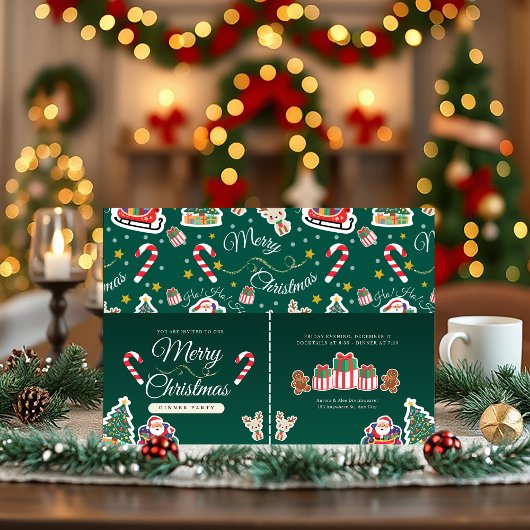 Groene vrolijke kerst HO! HO! Aangepaste uitnodigi Kaart