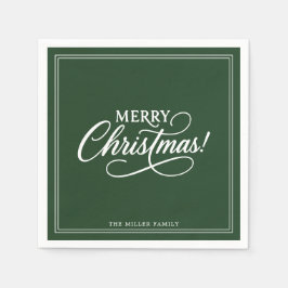 Groene vrolijke kerst, vakantie servet