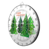 Groene vrolijke kerstbomen dartbord (Voorkant Rechts)
