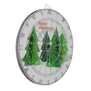 Groene vrolijke kerstbomen dartbord