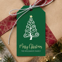 Groene vrolijke kerstboom script naam Whimsical