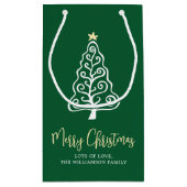 Groene vrolijke kerstboom script naam Whimsical Klein Cadeauzakje (Achterkant)