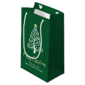 Groene vrolijke kerstboom script naam Whimsical Klein Cadeauzakje (Voorkant Gekanteld)