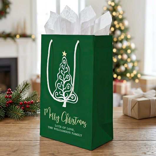 Groene vrolijke kerstboom script naam Whimsical Klein Cadeauzakje