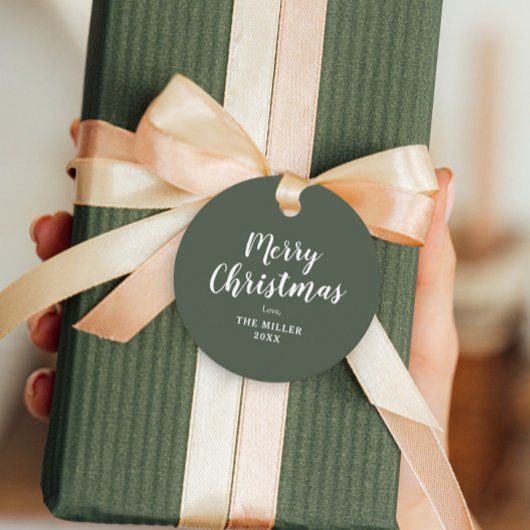 Groene vrolijke kerstcadeau bedankjes labels