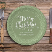 Groene vrolijke kerstfeest gepersonaliseerd papieren bordje
