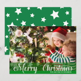Groene vrolijke kerstfotokaart feestdagenkaart