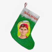 Groene Vrolijke Kerstmis Aangepaste Fotonaam Uniek Kleine Kerstsok (Voorkant (Hangend))